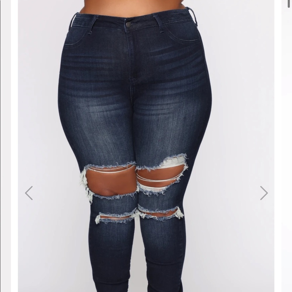 Plus Size High Waisted Ripped Jeans - Picture 2 of 2